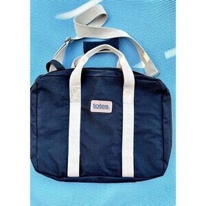 Vintage TOTES Canvas Messenger Bag Black Travel Shoulder Missing Laptop